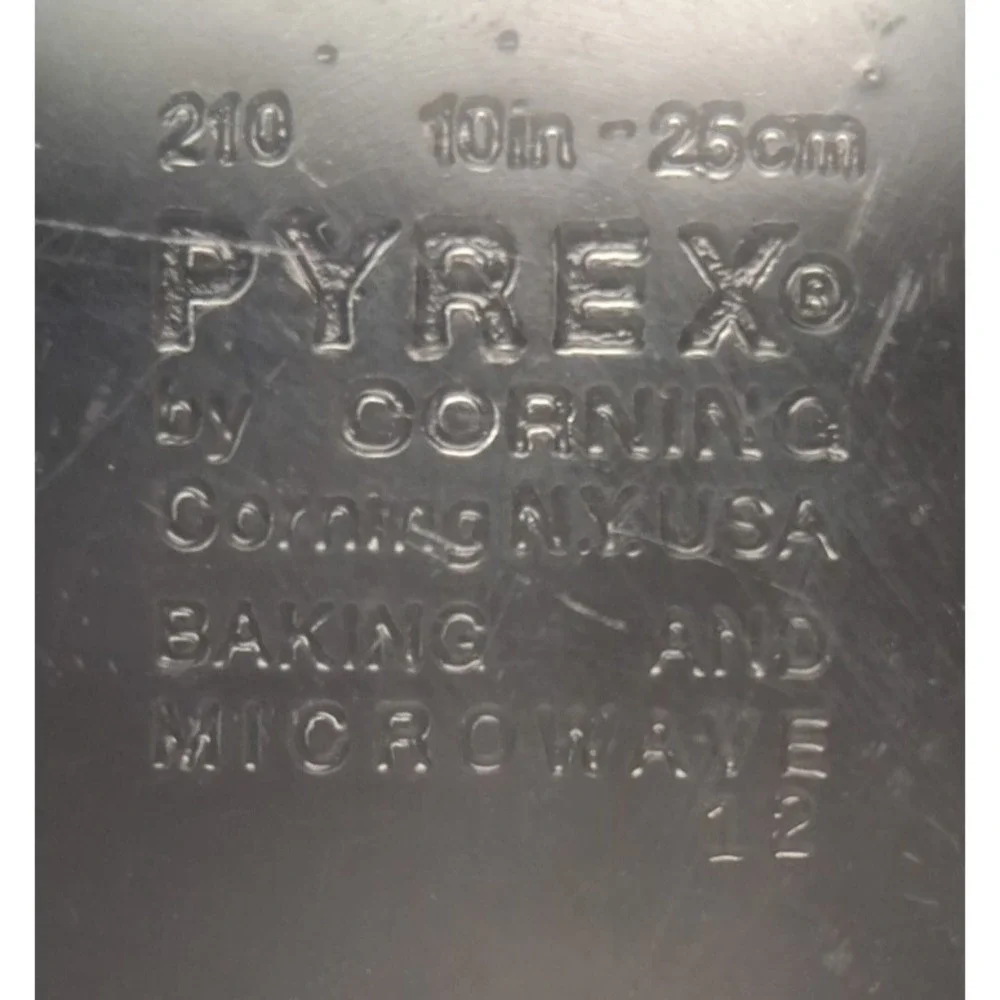 Vintage Pyrex 210 Clear Glass Pie Dish 10 Inch 25 cm Flat Rim Oven and Microwave